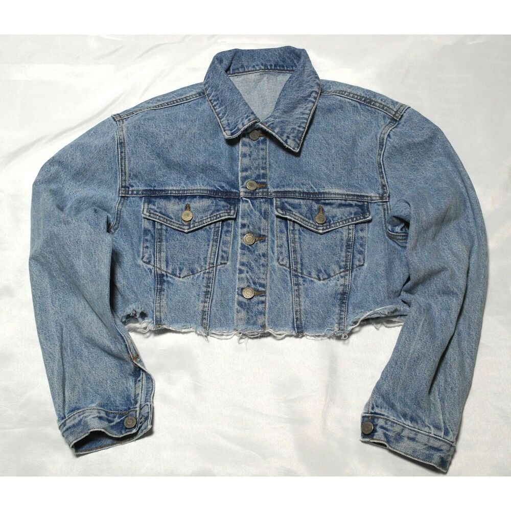 J. Galt Shanghai Distressed Jacket Women's Small Blue Denim Pockets